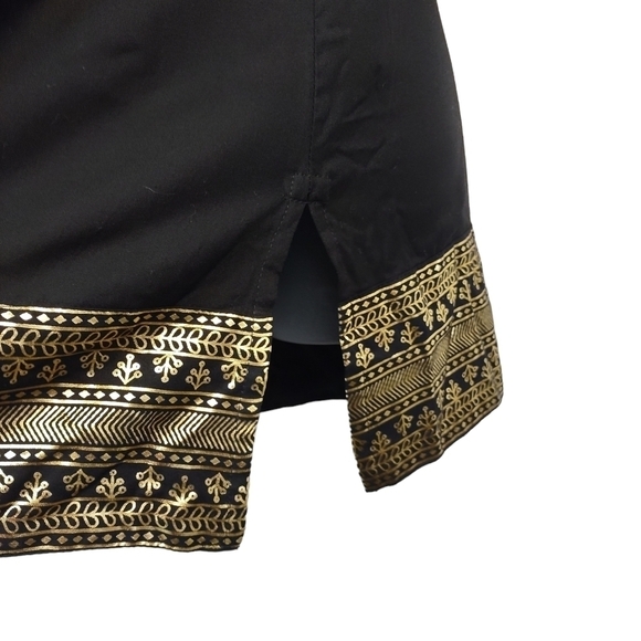 Srishti Women's Black Gold 3/4 Sleeves Viscose Top Blouse Size L NWT - Picture 7 of 12